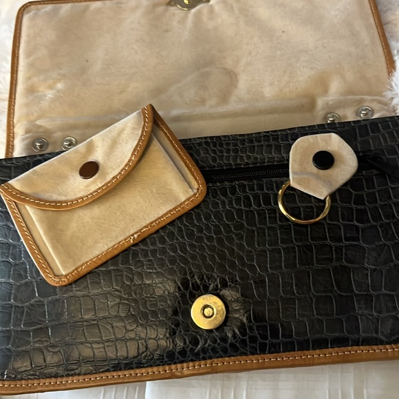 Navy Blue Croc Embossed Faux Leather Clutch Crossbody Shoulder Bag Purse - Picture 13 of 14